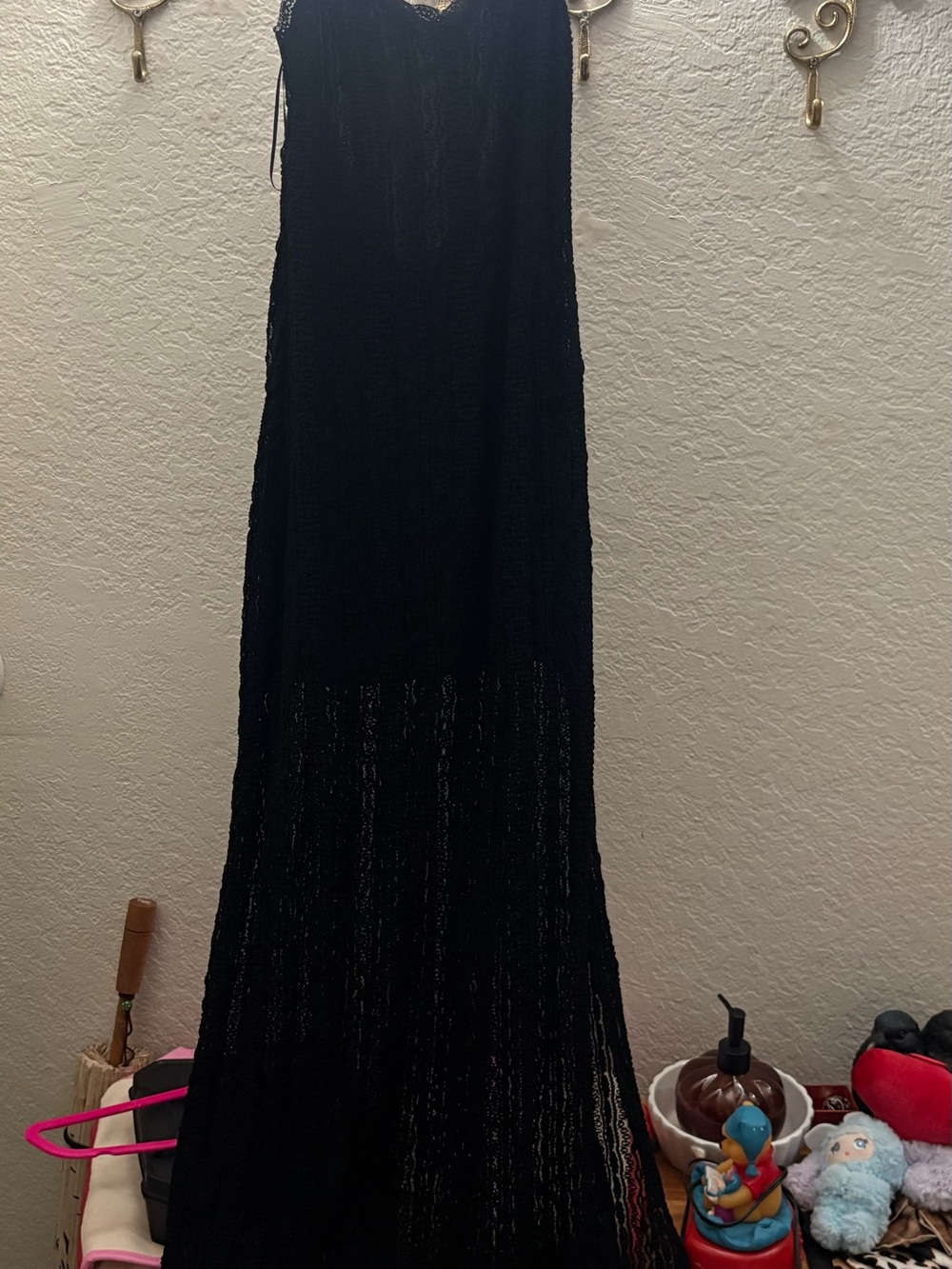 Black Sleeveless Maxi Dress with Subtle Knit Texture
